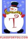 Jolly Snowman T - Monogram Garden Flag