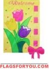 Welcome Tulips Applique Garden Flag