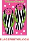 Zebra Flip Flops Applique Garden Flag