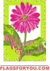 Pink Daisy Welcome Garden Flag