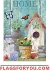 Birdhouse and Butterflies Garden Flag