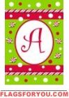 Candy Cane Monogram Garden Flag - A
