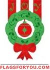 Joy Ornament Wreath Applique Garden Flag