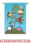 Summer Portly Birds House Flag