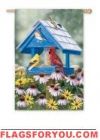 Spring Birdhouse Garden Flag
