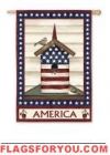 Americana Birdhouse House Flag