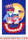 Patriotic Owls Garden Flag