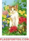 Kitten and Butterfly Garden Flag