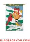 Winter Birdhouse House Flag