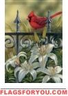 Floral Gate Cardinals House Flag