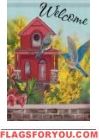 Red Birdhouse Garden Flag
