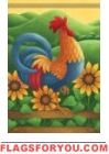Sunflower Rooster Garden Flag