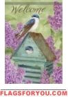 Lilac Birdhouse Garden Flag