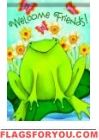 Welcome Spring Frog Garden Flag