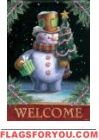 Welcome Snowman House Flag