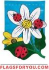 Lady Bug Flower Appliqu� House Flag