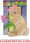 Tulip Rabbit Appliqu� Garden Flag