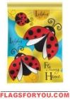 Fly Away Ladybug Appliqu� Garden Flag