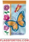 Butterfly Welcome Appliqu� House Flag