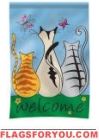 Welcome Cats Appliqu� Garden Flag
