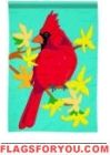 Cardinal Bloss Applique Garden Flag