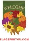 Autumn Wreath Appliqu� Garden Flag