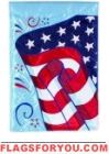Patriotic Flag Applique House Flag