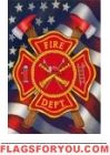 Patriotic Firefighter House Flag
