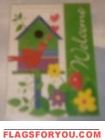 Birdhouse Welcome Garden Flag