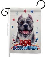 Patriotic Black Pitbull Garden Flag