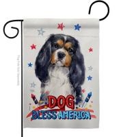 Patriotic Cavalier Spaniel Garden Flag