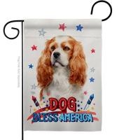 Patriotic Cavalier King Spaniel Garden Flag