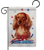 Patriotic Long Hair Dachshund Garden Flag