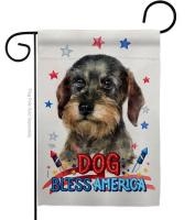 Patriotic Wire Haired Dachshund Garden Flag