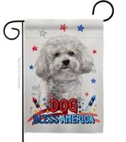 Patriotic Bichon Frise Garden Flag