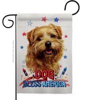 Patriotic Tan Norfolk Terrier Garden Flag