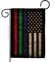 Thin Blue Green Red Line Garden Flag