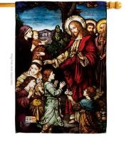 Jesus Blessing The Children House Flag