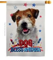 Patriotic Parson Russell Terrier House Flag
