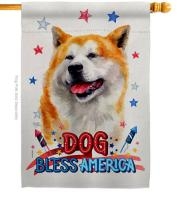 Patriotic Akita House Flag