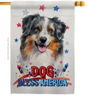 Patriotic Australian Shepherd House Flag