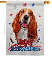 Patriotic Basset Hound House Flag