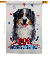 Patriotic Bernese Mountain House Flag