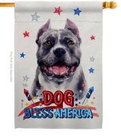 Patriotic Black Pitbull House Flag
