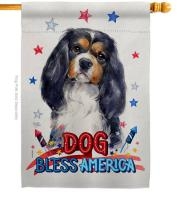 Patriotic Cavalier Spaniel House Flag