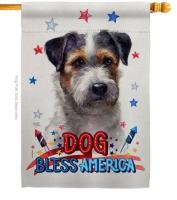Patriotic Black Jack Russell House Flag