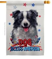 Patriotic Border Collie House Flag