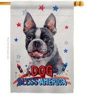 Patriotic Boston Terrier House Flag
