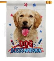 Patriotic Golden Retriever House Flag