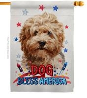 Patriotic Shaggy Havanese House Flag